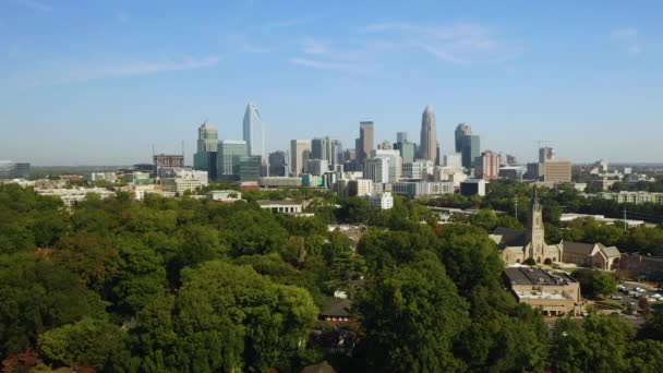 Charlotte Skyline Drone Aerial — Stok video