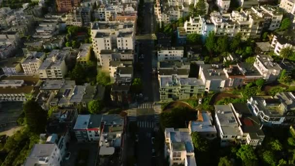 San Francisco City Skyline Bostadsbyggnader Och Lombard Street Kalifornien Usa — Stockvideo