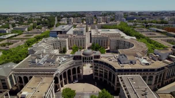 Architectural Building Montpellier Aerial Shot — Stock Video