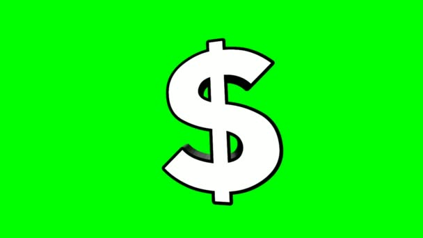 Płaska Kreskówka Dolar Znak Pop Animacja Zielonym Ekranie Dla Koncepcji — Wideo stockowe