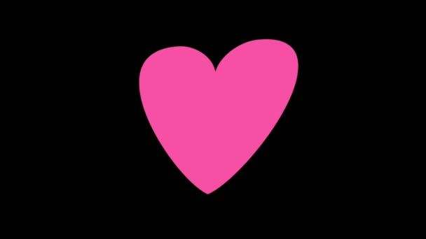 Love Hearts Szimbólum Ikonok Animáció Rajzfilm Fekete Alapon Rózsaszín Szín — Stock videók