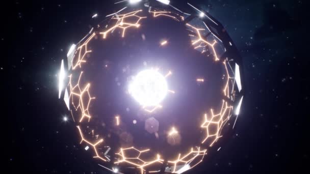 Zoom Dyson Sphere Space Megastructure Extraterrestrial Civilization Collecting Energy Neutron — Stock Video