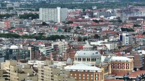 Edifício Famoso Kurhaus Centro Haia Vista Foco Aéreo — Vídeo de Stock