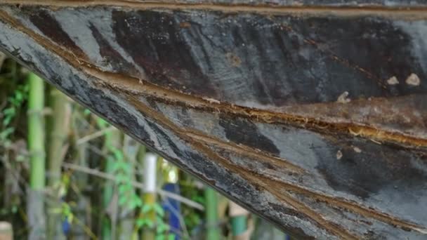 Hagyományos Fából Készült Hajó Tartják Fenn Hozzáadásával Tömítő Pamut Varratok — Stock videók