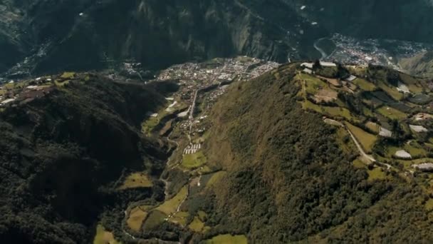 Вид Баос Агуа Санта Эквадоре Провинция Турахуа Южная Америка Воздушная — стоковое видео