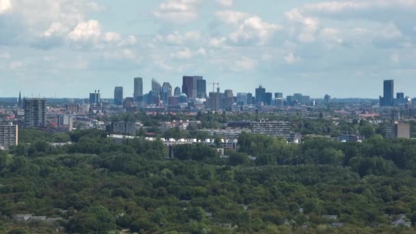 City Skyline Den Hagg Haya Holanda Vista Aérea Del Dron — Vídeo de stock