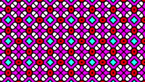 Colorful Seamless Pattern Animation Consisting Geometrical Figures Starlike Shapes — Stock Video