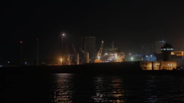 Piękne Nocne Obserwacje Statków Autonomicznym Porcie Dakar Port Autonome Dakar — Wideo stockowe