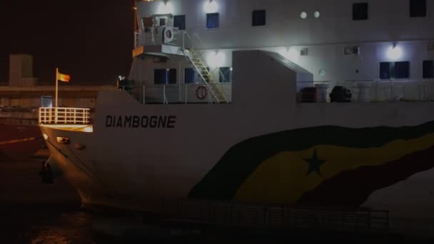 Pasando Por Barco Senegalés Vista Nocturna Puerto Autónomo Dakar Puerto — Vídeos de Stock