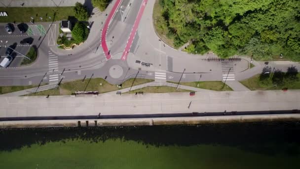 Carretera Carril Bici Infraestructura Ciudad Gdynia Polonia Vista Aérea Arriba — Vídeos de Stock