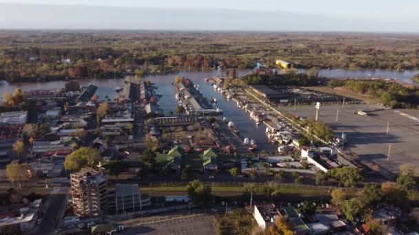 Panara River Waterfront Market Village Dock Tigre Vue Aérienne — Video