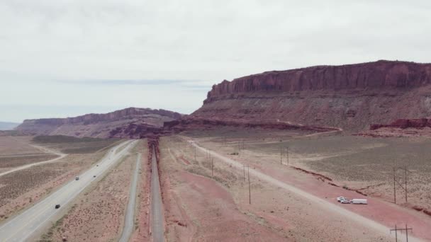 Interstate Highway Road Moab Utah Desert Aerial Flight — стокове відео