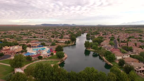 Sahuarita Lake Arizoně Rezidenčního Předměstí Tucsonu — Stock video