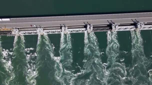 수르지 장벽은 날씨가 화창할 네덜란드 해안을 밀물로부터 보호하는 역할을 공중기울기 — 비디오