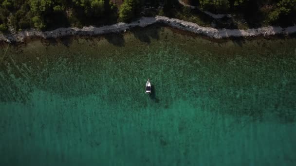 Hırvatistan Güzel Turkuaz Suyu Manzarası Akdeniz Deki Temiz Sığ Doğruca — Stok video