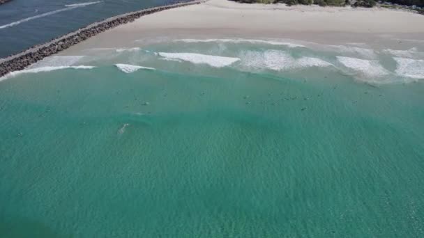 オーストラリア ニューサウスウェールズ州のデュランバビーチでのターコイズブルーの海 — ストック動画