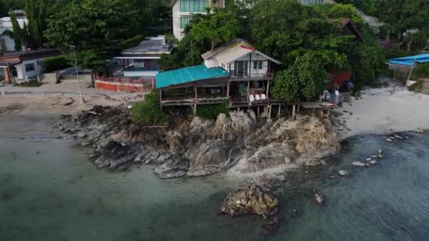 Powiększenie Drone Widok Morze Twarz Kurortu Koh Pangan Haad Rin — Wideo stockowe
