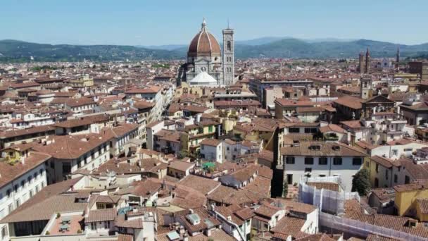 Vista Aérea Famosa Catedral Florencia Ciudad Patrimonio Humanidad Por Unesco — Vídeos de Stock