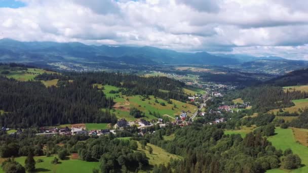 Vista Aérea Bela Paisagem Montanhosa Zakopane Montanhas Tatra Polônia Parque — Vídeo de Stock