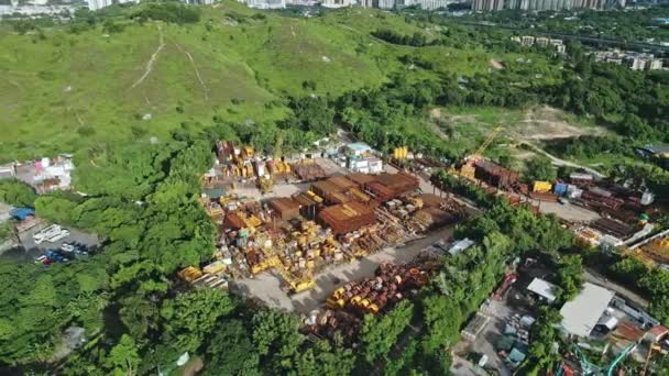 Metallförråd Frodigt Landsbygdsområde Tin Shui Wai Hongkong Antenn — Stockvideo