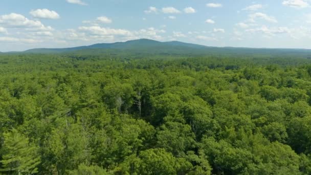 Vorwärts Fliegende Drohne Über Dem Bergwald Sunset Lake New Hampshire — Stockvideo