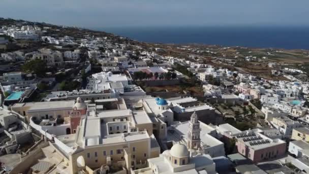 Mais Vistas Cidade Thira Santorini Durante Verão Tiro Dji — Vídeo de Stock