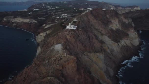 Guardando Nell Entroterra Faro Santorini Girato Dji — Video Stock