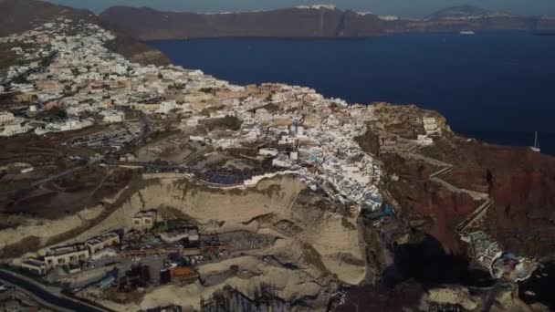 Blick Vom Himmel Über Oia Santorin Schuss Auf Dji — Stockvideo