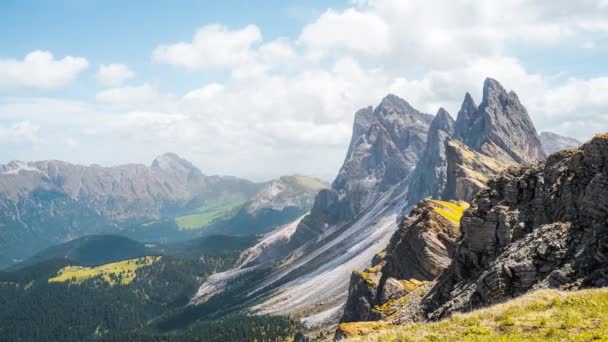 ระยะเวลาของมรดกโลกย เนสโกท อเส ยงภ เขา Seceda Val Gardena Dolomites South — วีดีโอสต็อก