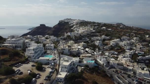 Blick Über Die Stadt Thira Sommer Schuss Auf Dji — Stockvideo