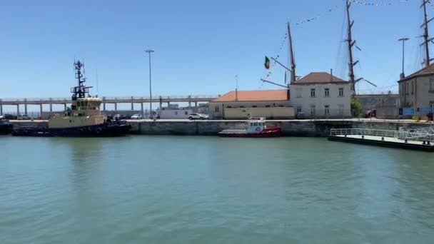 Doki Alcantara Ważnym Portem Lizbonie Portugalii — Wideo stockowe