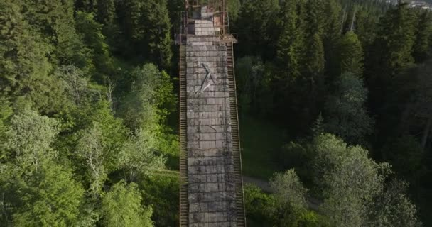 Old Ski Jump Ramp Bakuriani Ski Resort Georgia Drone Flying — Stok Video