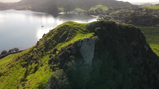 Resenärer Njuter Utsikten Över Fantastiska Kustlandskap Northland Nya Zeeland Antenn — Stockvideo