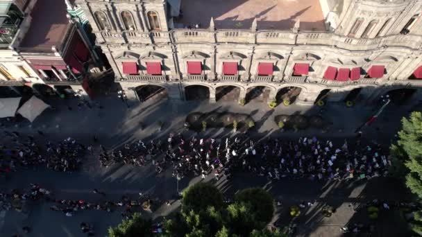 Międzynarodowy Marsz Kobiecy Powietrza Centrum Miasta Puebla Meksyk — Wideo stockowe