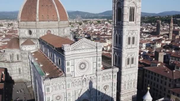 Hermosa Fachada Catedral Medieval Florencia Italia Arco Aéreo — Vídeos de Stock