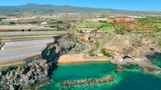 Tenerife Kanarya Adaları Ndaki Abama Plajının Havadan Görünüşü — Stok video