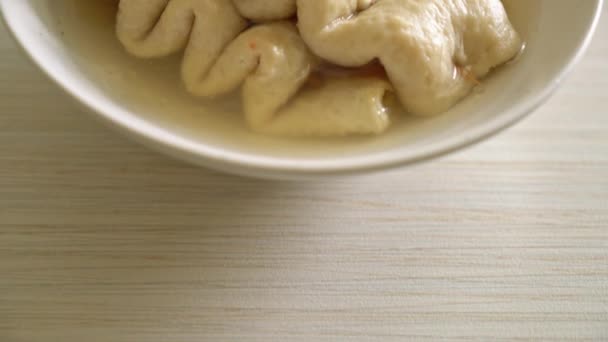 Odeng Korean Fish Cake Skewer Soup Korean Street Food Style — стоковое видео