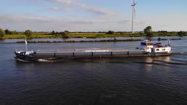 Повітряний Порт Погляд Amare Inland Motor Freighter Travelling Oude Maas — стокове відео