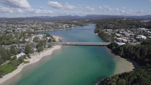 Burleigh Heads Gold Coast Queensland Avustralya Daki Tallebudgera Creek Köprüsü — Stok video