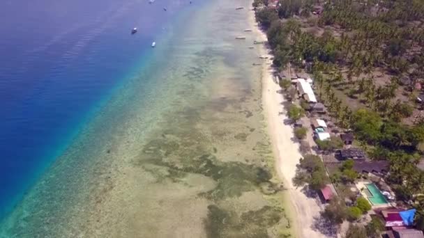 Nagy Strand Zátony Egy Nagy Lombok Sziget Előtt Csodálatos Légi — Stock videók