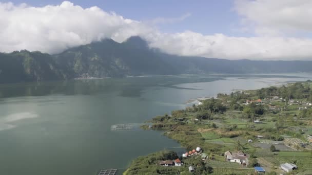 Batur Lake Active Vulcan Muntele Bali Indonezia — Videoclip de stoc