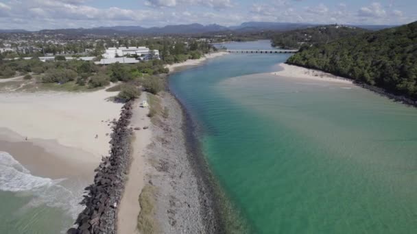 Tallebudgera Denizi Burleigh Burnu Altın Sahilinde Dağ Yürüyüşü Qld Avustralya — Stok video