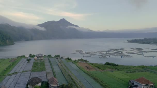 Batur Lake Actieve Vulkaan Mount Bali Indonesië — Stockvideo