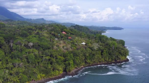 Drone Lotnicze Widok Lasów Deszczowych Oceanu Wybrzeżu Pacyfiku Kostaryce Tropikalny — Wideo stockowe