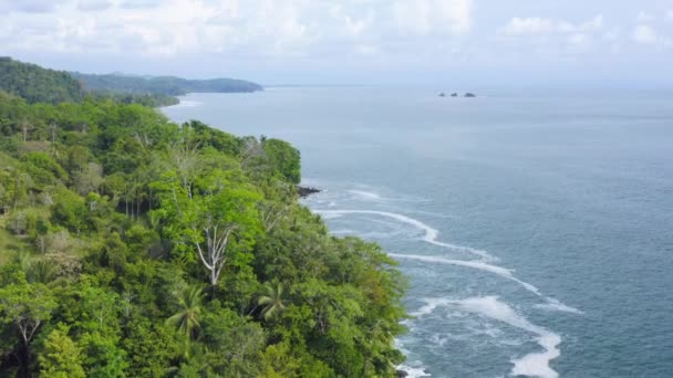 Vista Aérea Selva Tropical Océano Costa Del Pacífico Costa Rica — Vídeos de Stock