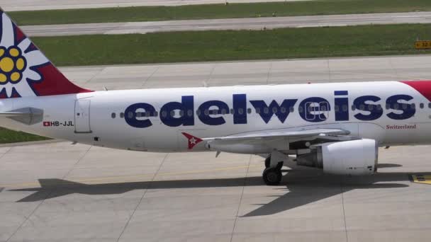 Edelweiss Air Airline Jet Dráze Letiště Zavřít — Stock video