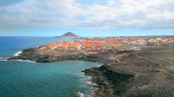 Vista Aérea Medano Montaa Roja Tenerife Ilhas Canárias Drone Disparado — Vídeo de Stock