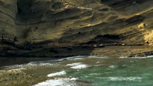 Вид Воздуха Пляж Пелада Охраняемый Природный Заповедник Тенерифе Канарские Острова — стоковое видео