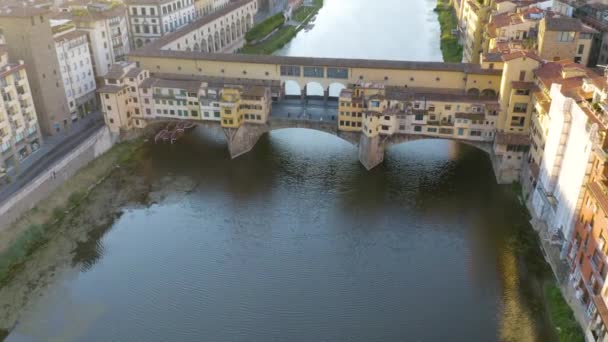 Birds Eye View Ponte Vecchio Famoso Ponte Sul Fiume Arno — Video Stock