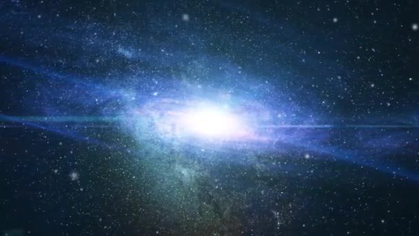 Голубая Спиральная Галактика Движется Плавает Вселенной — стоковое видео